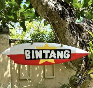 * free shipping * new goods bin tongue beer Logo board welcome board signboard Vintage BINTANG ornament board burr miscellaneous goods M size 