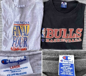 1990年代ビンテージTシャツ２枚チャンピオン90sヴィンテージＬサイズvintage古着アメリカ製NBAシカゴブルズCHAMPIONアメカジNCAAバスケ