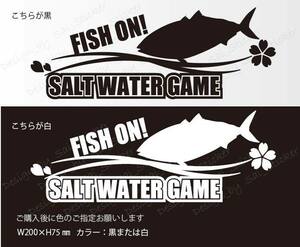 釣りステッカー 「SALT WATER GAME　ブリシルエット桜Ver」