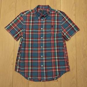 USA old clothes .XL size Ralph Lauren Ralph Lauren check Logo embroidery short sleeves shirt 