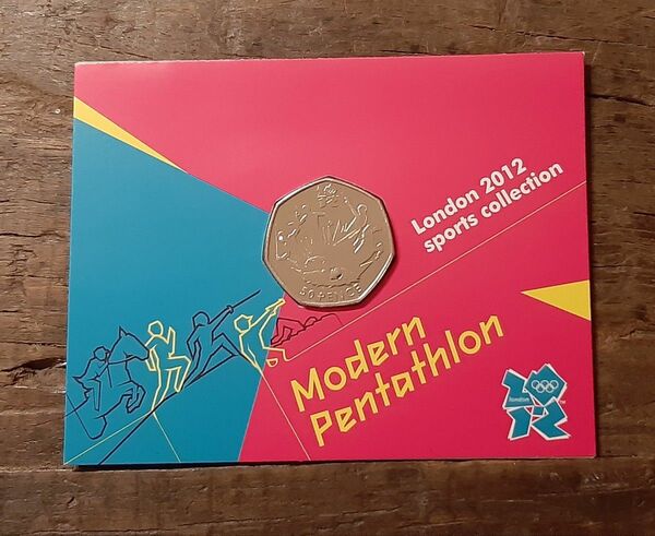 2012年 ロンドン オリンピック 50ペンス Modern Pentathlon デザインエリザベス女王 ブリティッシュ コイン