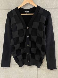  rare design! JUNYA WATANABE Junya Watanabe Comme des Garcons block check knitted cardigan black S size 0 new ×
