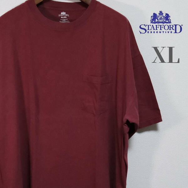 STAFFORD スタッフォード ビッグサイズ ポケットTシャツ XL レッド ポケT