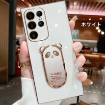 Samsung Galaxy S22 Ultraケース 6.8インチ スマホケース 金メッキ TPUソフト 背面カバー パンダスタンドタイプ かわいい おしゃれなケース_画像4