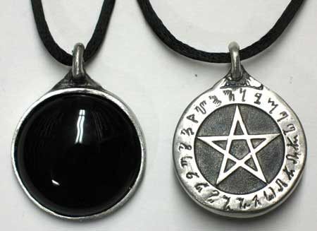 AzureGreen Theban Pentagram Scrying Disk 五芒星 タリスマン オニキス黒鏡 スライディング