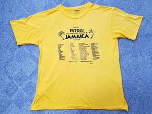 70s ~ 80s ジャマイカ製 FUNTOPS パトワ語 Tシャツ 黄 表記XL 実寸L程度 JAMAICA // ビンテージ