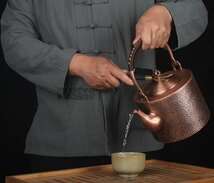 超人気 手作り茶道具純紫銅製★銅の壺 老鉄瓶 やかん 紫銅壺 お茶の道具 提梁壺 2000ML F270_画像2