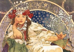 アルフォンス ミュシャ ポストカード Alphonse Mucha ヒヤシンス姫 ドイツ製 グリーティングカード フォト ディスプレイ パタミン