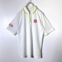 【レア】UNIQLO ポロシャツ ユニクロ 錦織圭 全豪オープン2015着用 Mサイズ 白 テニスウェア NK 入手困難_画像2