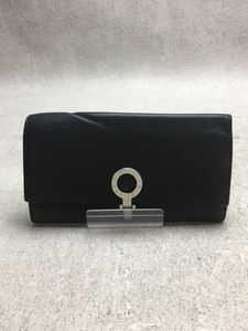 BVLGARI◆長財布/レザー/BLK/無地/メンズ/30412/青