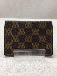 LOUIS VUITTON◆ポルトドゥカルトヴェルティカル_ダミエ・エベヌ_BRW/レザー/ブラウン/メンズ