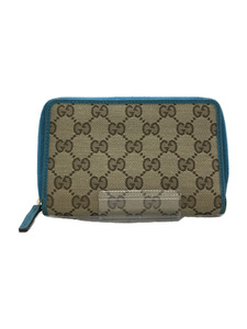 GUCCI◆財布/GGキャンバス/ブラウン/ブルー/レディース/420113・0959/ラウンドジップウォレット