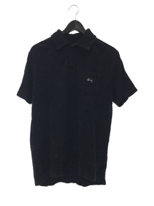 STUSSY◆ポロシャツ/M/コットン/BLK/LOGO POLO