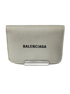 BALENCIAGA◆カードケース/レザー/GRY/無地/メンズ/594220