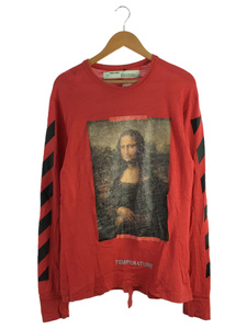 OFF-WHITE◆2018SS/DIAG MONALISA L/S T/S/コットン/RED/プリント/OMAB001S18001012