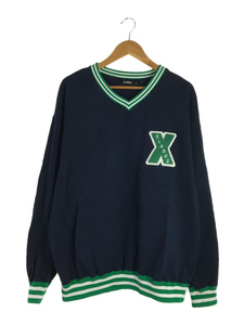 X-LARGE◆スウェット/XL/コットン/NVY/101223012012/X LOGO V NECK SWEAT/シミあり