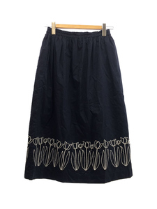 LUEUF/U290311/チューリップ刺繍スカート/ロングスカート/FREE/コットン/ネイビー/紺色