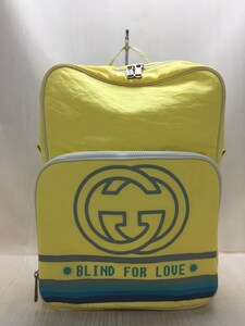 GUCCI◆リュック/ナイロン/イエロー/プリント/536724 9XBAX 7482/デイパック バックパック BLIND FOR LOVE