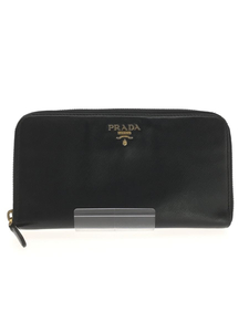 PRADA◆サフィアーノ長財布/牛革/BLK/無地/レディース/1M0506