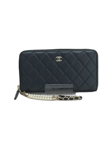 CHANEL◆長財布/羊革/ブラック/レディース