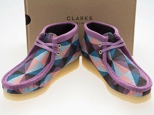 新品/CLARKS/クラークス/WMNS WALLABEE BOOT/ウィメンズ ワラビーブーツ/TEXTILE UPPER/テキスタイル/PURPLE/パープル/26164608/24.0cm