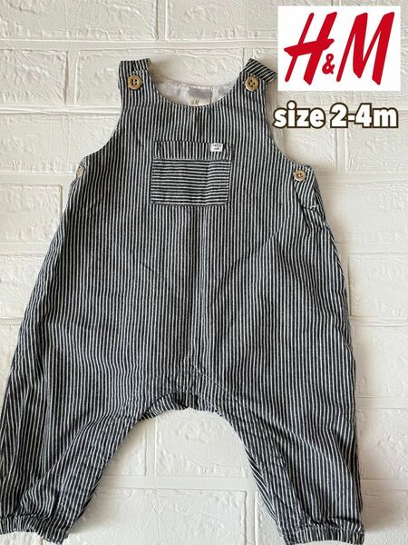 H&M　ストライプオーバーオール　ベビー　size2-4m