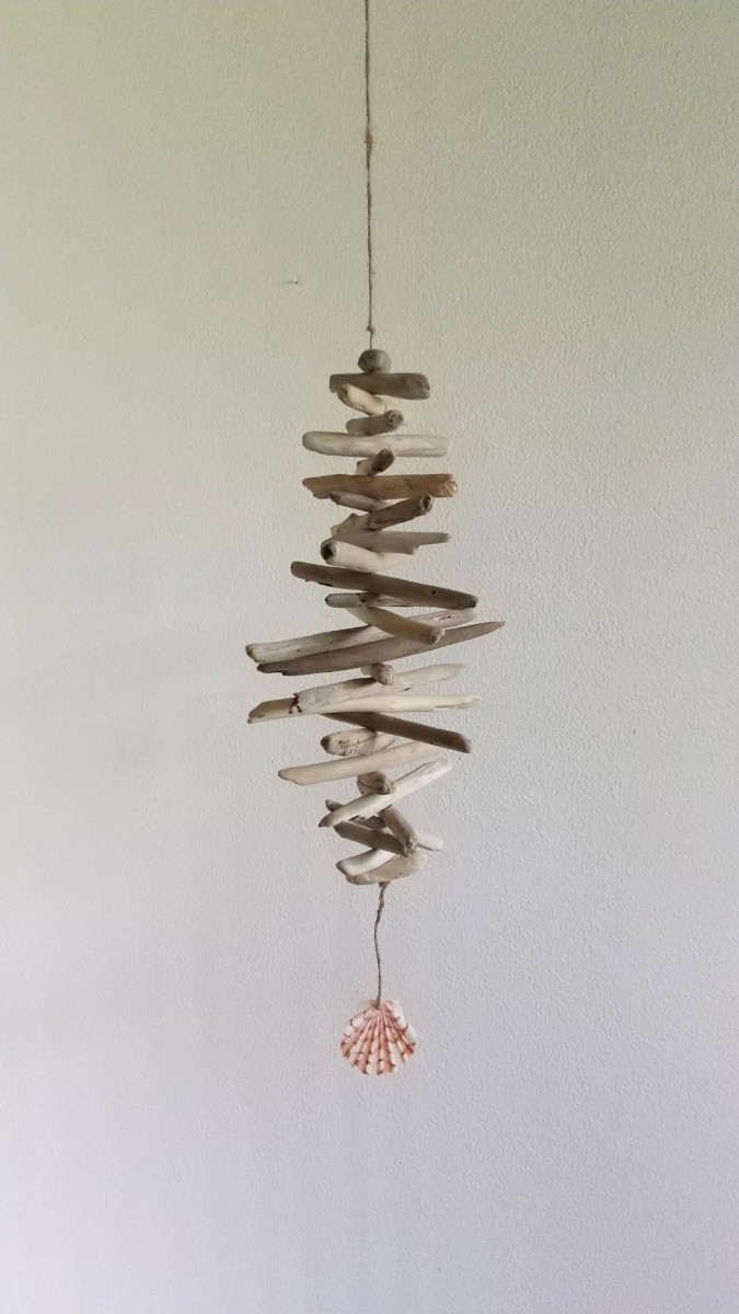 ★Driftwood★Handmade★Garland★Seashell★Red★Interior★Object★Hanging★Swaying, handmade works, interior, miscellaneous goods, ornament, object