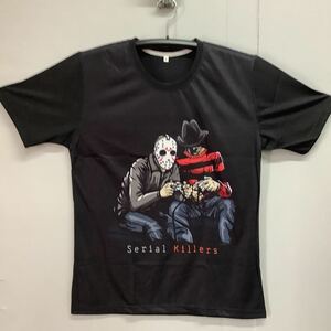 SRXLC1. デザインTシャツ XLサイズ　ホラー映画キャラクターズ　ジェイソン　フレディ　パロディTシャツ