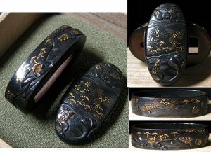  era armor red copper made . down payment .. plant writing . box attaching Edo era /23e006