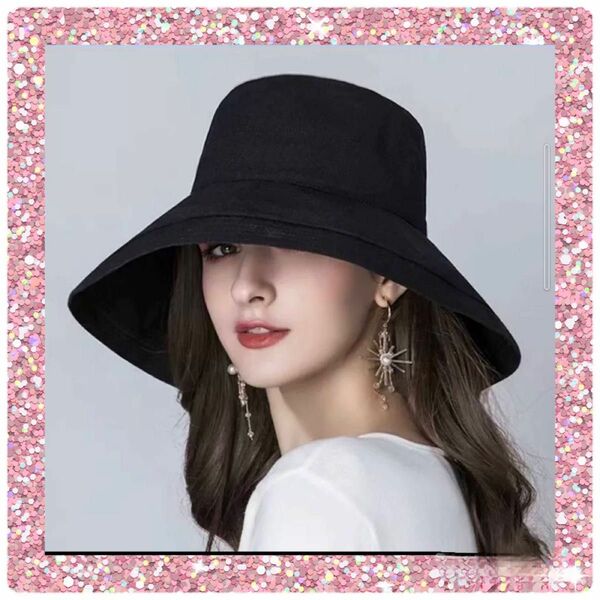 つば広帽子 女優帽 紐つき 紫外線予防 UVカット 熱中症対策　韓国　小顔 