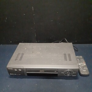 TOSHIBA 東芝 VHSビデオデッキ「A-BF2」 1995年製 ブラック 電圧 100V 消費電力 23W 周波数 50/60Hz リモコン付き 動作未確認 ジャンク