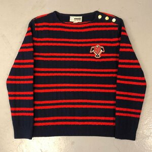 *GUCCI Gucci * HA HA HA stripe wool sweater blue × red 