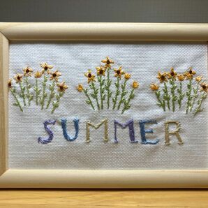 ハンドメイド刺繍　夏の花　ミニひまわり③