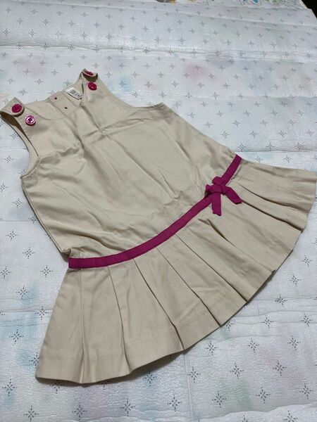 GAP ギャップ ワンピース りぼん クリーム ベージュ りぼん90