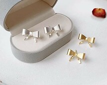 両耳用 オシャレ リボン ピアス ★ モチーフピアス スタッド 耳飾り ジュエリー イヤリング アクセサリー 金_画像9