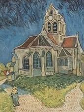 Настольная копия картины маслом/холст F4 с подставкой/Церковь Ван Гога в Овере, Рисование, Картина маслом, Абстрактная живопись