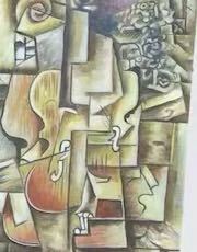 Art hand Auction Reproducción de pintura al óleo de escritorio / lienzo F4 / soporte / Picasso Violín y Uvas, cuadro, pintura al óleo, pintura abstracta