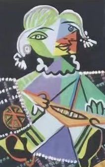 Copie de peinture à l'huile dessinée sur bureau/Toile F4 avec support/Picasso Maya avec un bateau, Peinture, Peinture à l'huile, Peinture abstraite
