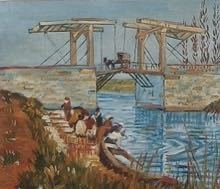 Reproducción de pintura al óleo de escritorio/lienzo F4/soporte/El puente de Arles de Van Gogh, cuadro, pintura al óleo, pintura abstracta