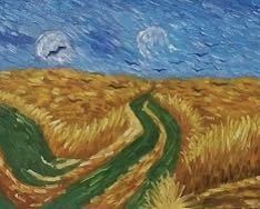 Настольная копия картины маслом/холст F4 с подставкой/Пшеничное поле Ван Гога с воронами, Рисование, Картина маслом, Абстрактная живопись