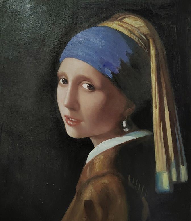 ◆Arte Moderno◆Cuadro al óleo pintado a mano F20 Vermeer La muchacha de la perla / Reproducción, Cuadro, Pintura al óleo, otros