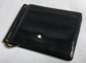  regular Montblanc MONTBLANC leather money clip black purse wallet card pocket have 0 card-case black leather × white Star Icon 