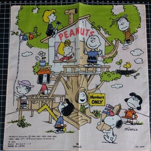 70's SNOOPY PEANUT ツリーハウス 昭和レトロ ハンカチ 未使用 当時物 ビンテージ スヌーピー サンリオ