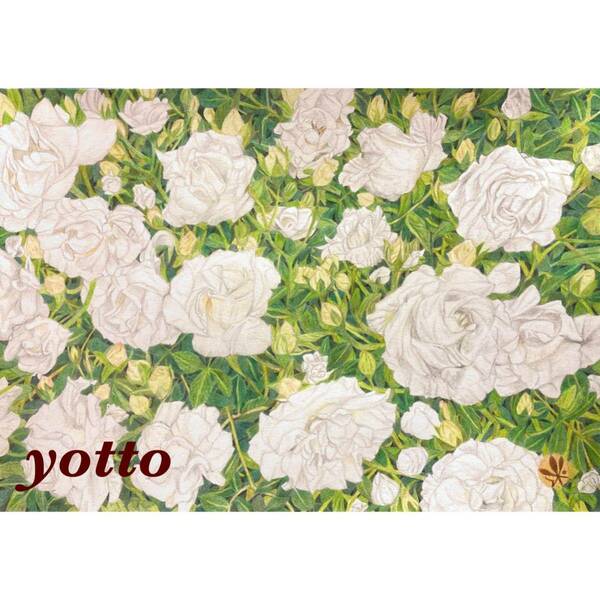 色鉛筆画「 薔薇のある風景〈 ５ 〉 」Ａ４・額付き◇◆手描き◆yotto◇