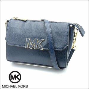 TS マイケルコース/MICHEAL KORS レザーショルダーバッグ ネイビー系