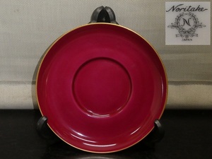 ●Noritake ノリタケ 金縁 エンジ色 色蒔 ソーサーのみ 直径約15㎝ 1枚 昭和レトロ●