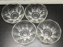 ●昭和レトロ 氷コップ デザートカップ 4客 デザート皿 夏 かき氷 氷コップ ガラス器 硝子 小鉢●_画像4