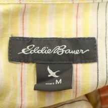 Eddie Bauer エディーバウアー 春夏 麻混★ リネン マルチボーダー 半袖 シャツ Sz.M　メンズ イエロー オレンジ　C3T04123_5#A_画像5