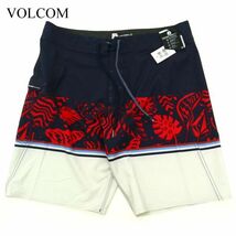 【新品 未使用】 VOLCOM ボルコム MOD-TECH 春夏 水陸両用★ ボタニカル サーフ ショート パンツ 水着 Sz.34　メンズ サーフ　C3B01845_5#P_画像1