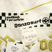 新品★ 未使用 THE GONZO SURF ゴンゾー サーフ ストレッチ 刺繍★ 水着 スイム ハーフ ショート パンツ Sz.28　メンズ 白　C3B01850_5#P_画像6